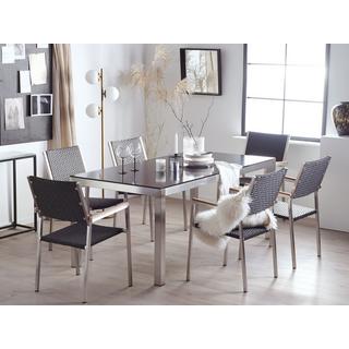 Beliani Garten-Essgruppe für 6 Personen aus Sicherheitsglas Industriell GROSSETO  