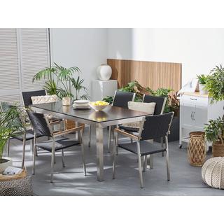 Beliani Garten-Essgruppe für 6 Personen aus Sicherheitsglas Industriell GROSSETO  