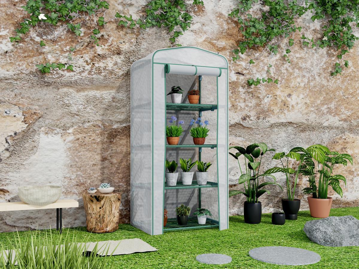 Vente-unique Mini serre de jardin serre à tomates souple de 0,35 m² - Structure en acier - TIGRIDIA  