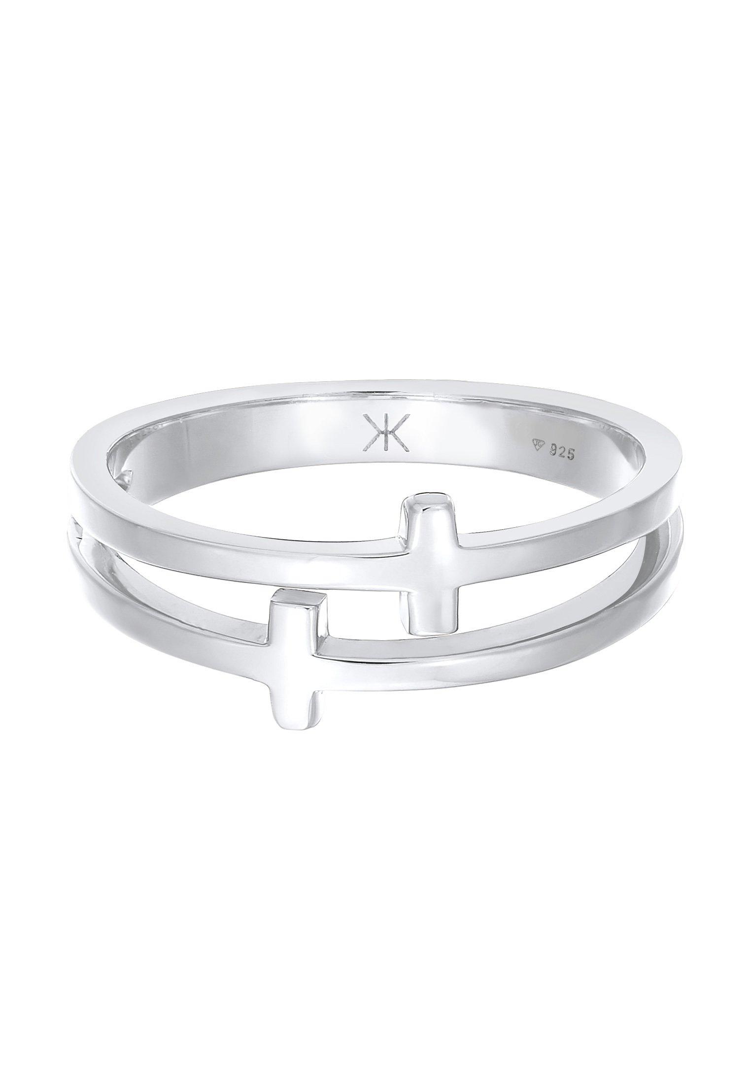 Kuzzoi  Bague Herren Kreuz Double 925 Silber 