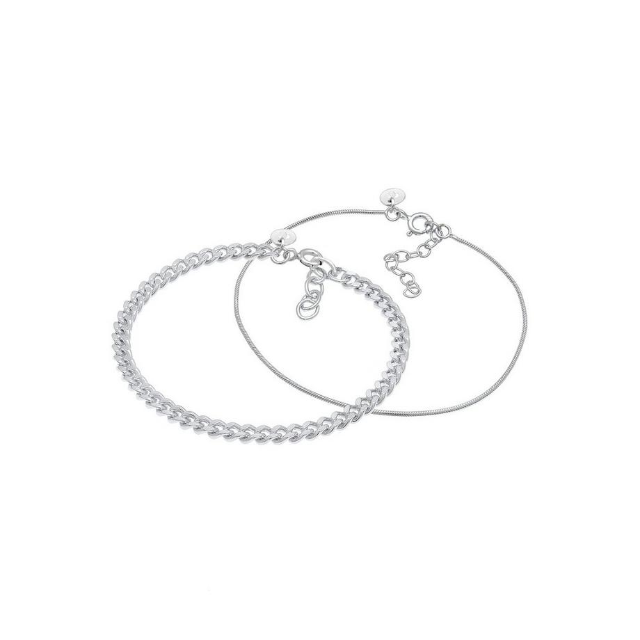 Elli  Armband Panzerkette Gliederkette Rund 2Er Set 