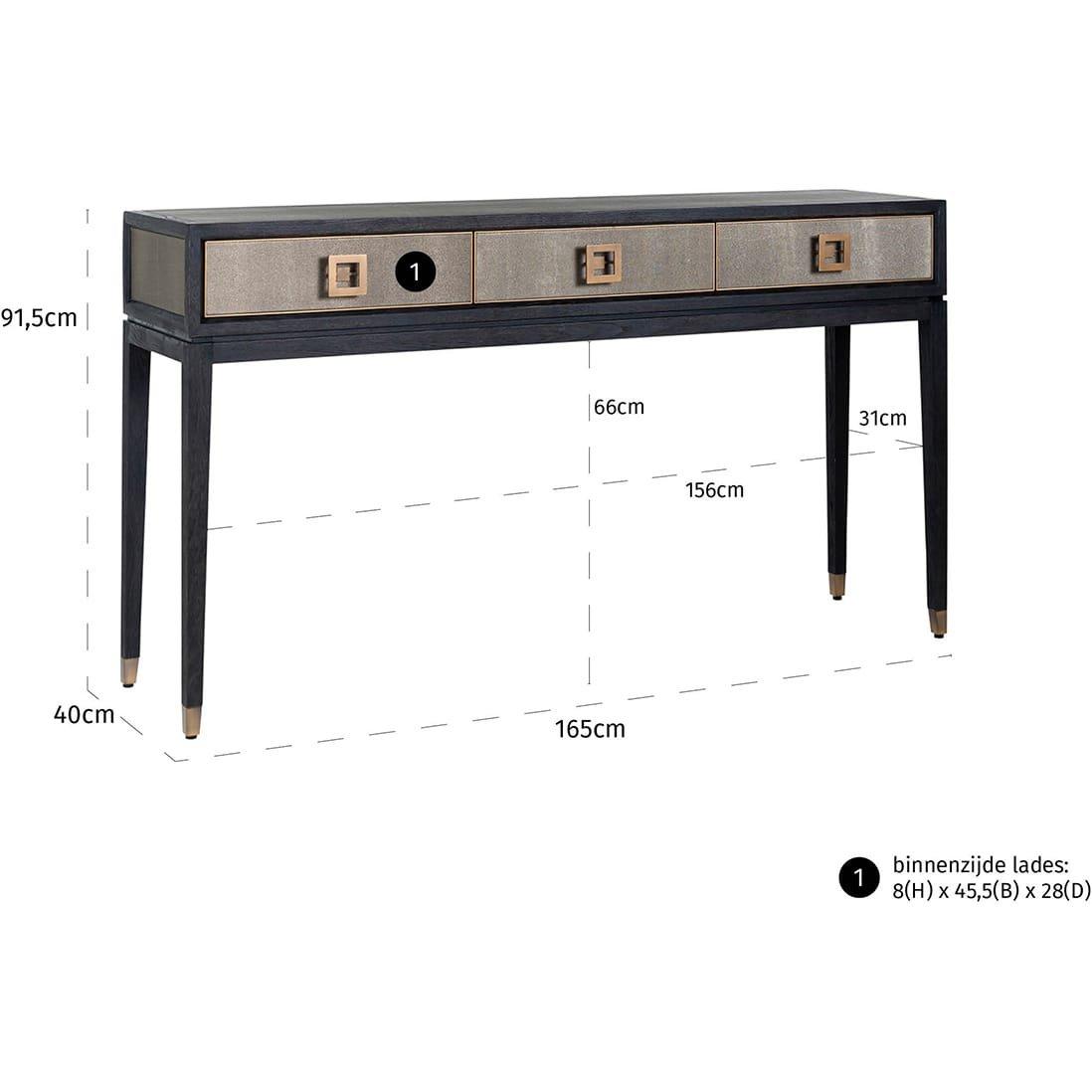 mutoni Table console Bloomville noir or 165  