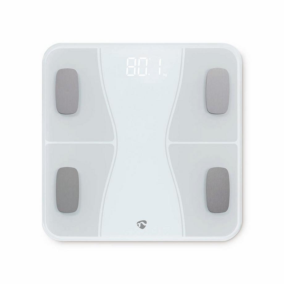 Nedis Pèse-Personne Intelligent SmartLife | Bluetooth® | BMI / BMR / Eau / Graisse / Muscles / Os / Poids | 12 | Charge max.: 180 kg | Android™ / IOS | ABS / Verre | Blanc  