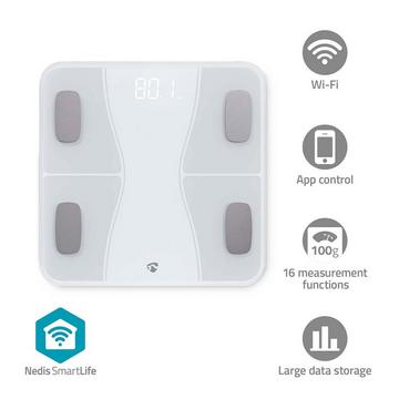 Pèse-Personne Intelligent SmartLife | Bluetooth® | BMI / BMR / Eau / Graisse / Muscles / Os / Poids | 12 | Charge max.: 180 kg | Android™ / IOS | ABS / Verre | Blanc