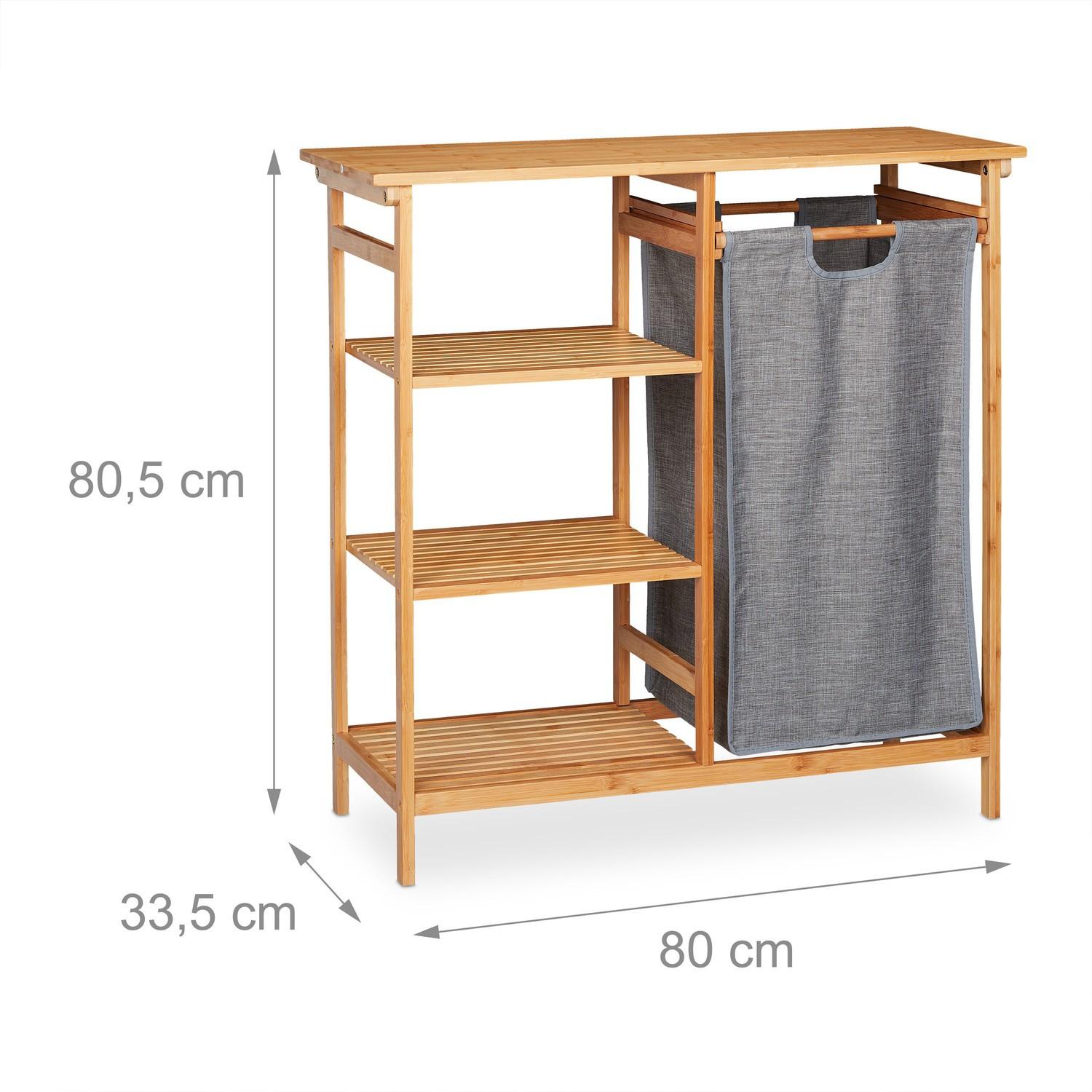 B2X Bambus-Badezimmerregal mit Wäschekorb  