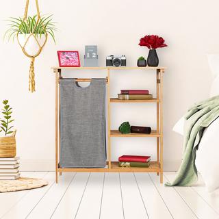 B2X Bambus-Badezimmerregal mit Wäschekorb  