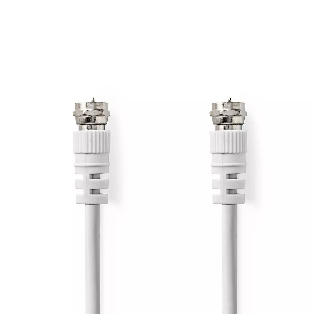 Nedis – Satelliten- & Antennenkabel | F-Stecker Vernickelt 75 Ohm Doppelt geschirmt 1,50 m Rund PVC Weiß Etikett, 1,5 Meter