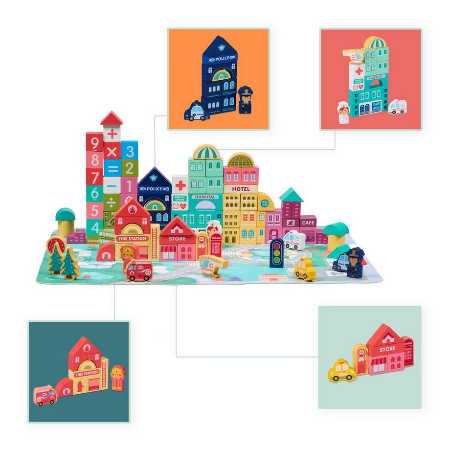 Northix  Set di blocchi di legno per costruzioni City 