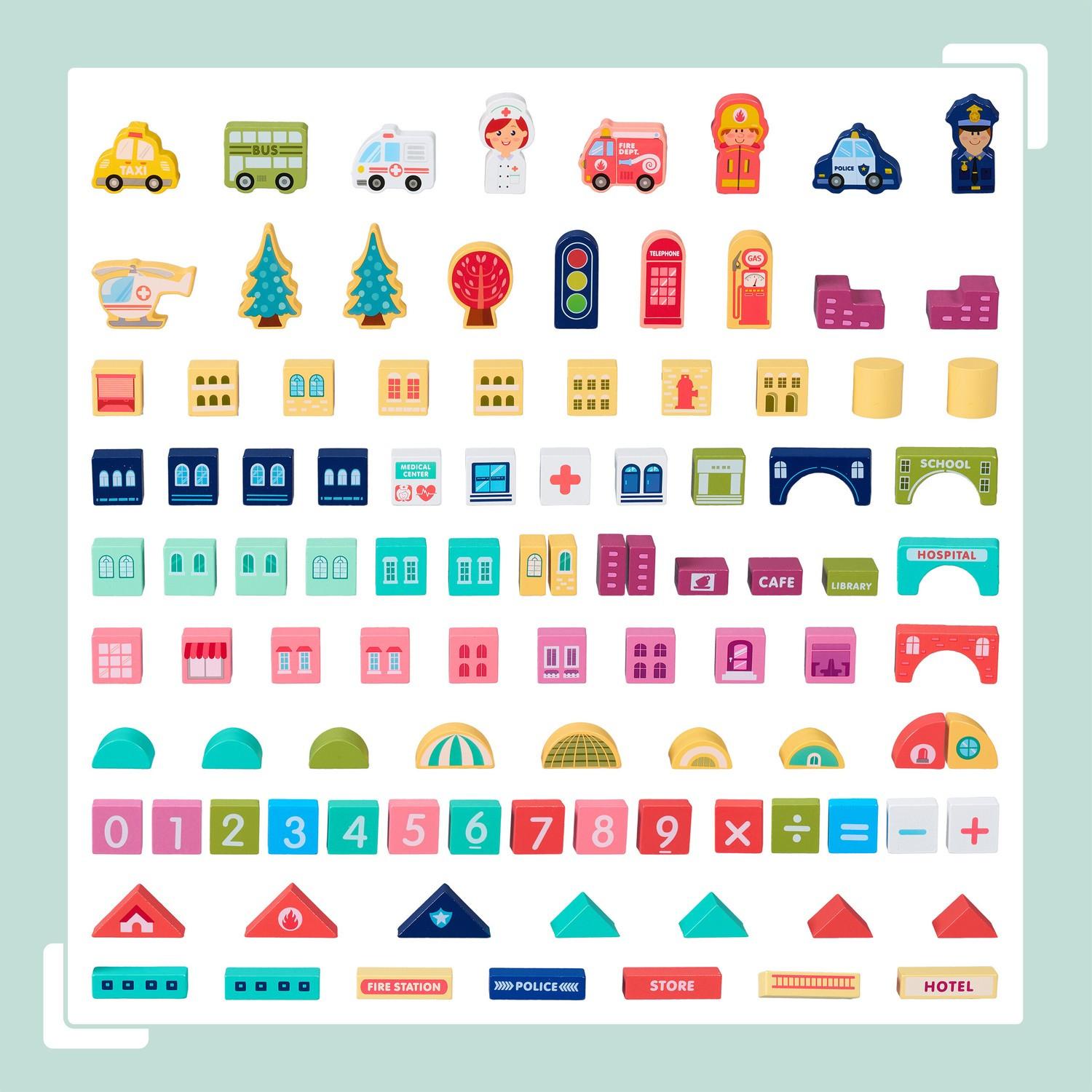 Northix  Set di blocchi di legno per costruzioni City 