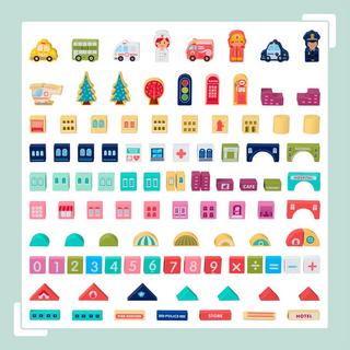 Northix  Set di blocchi di legno per costruzioni City 