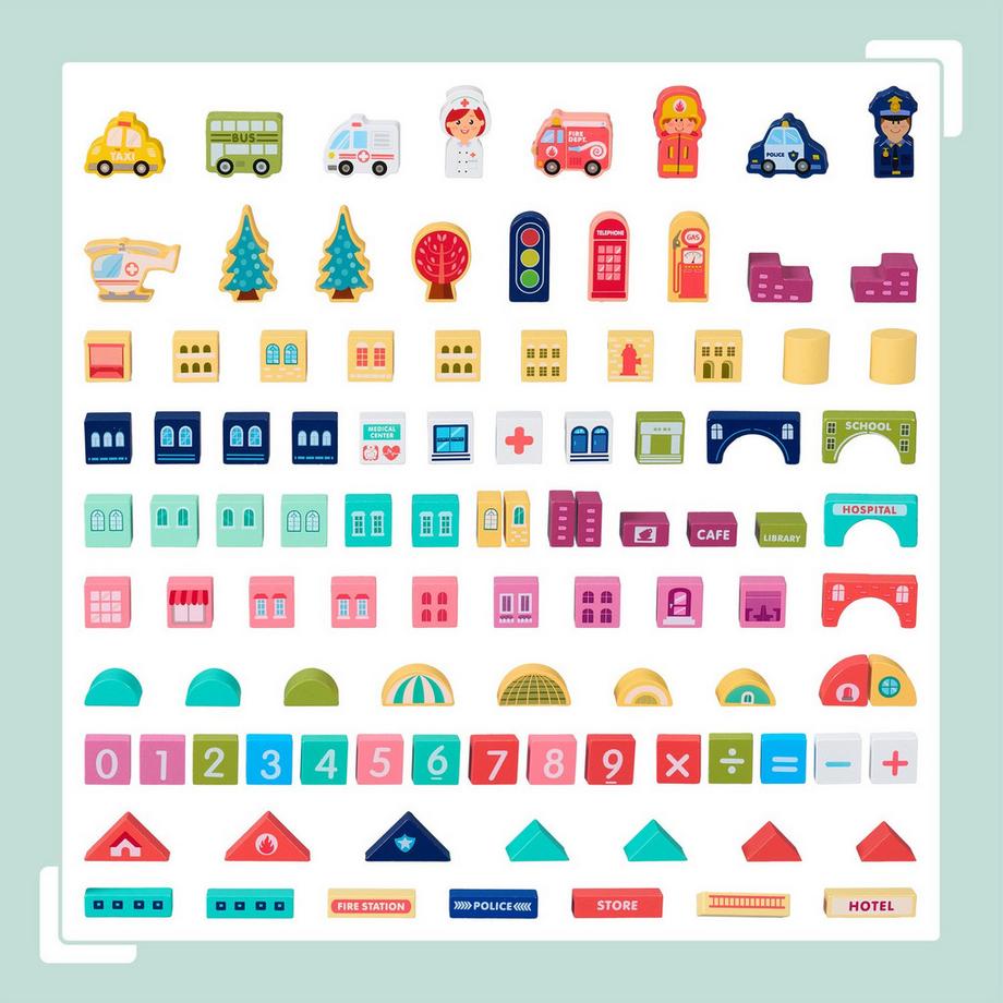 Northix  Set di blocchi di legno per costruzioni City 