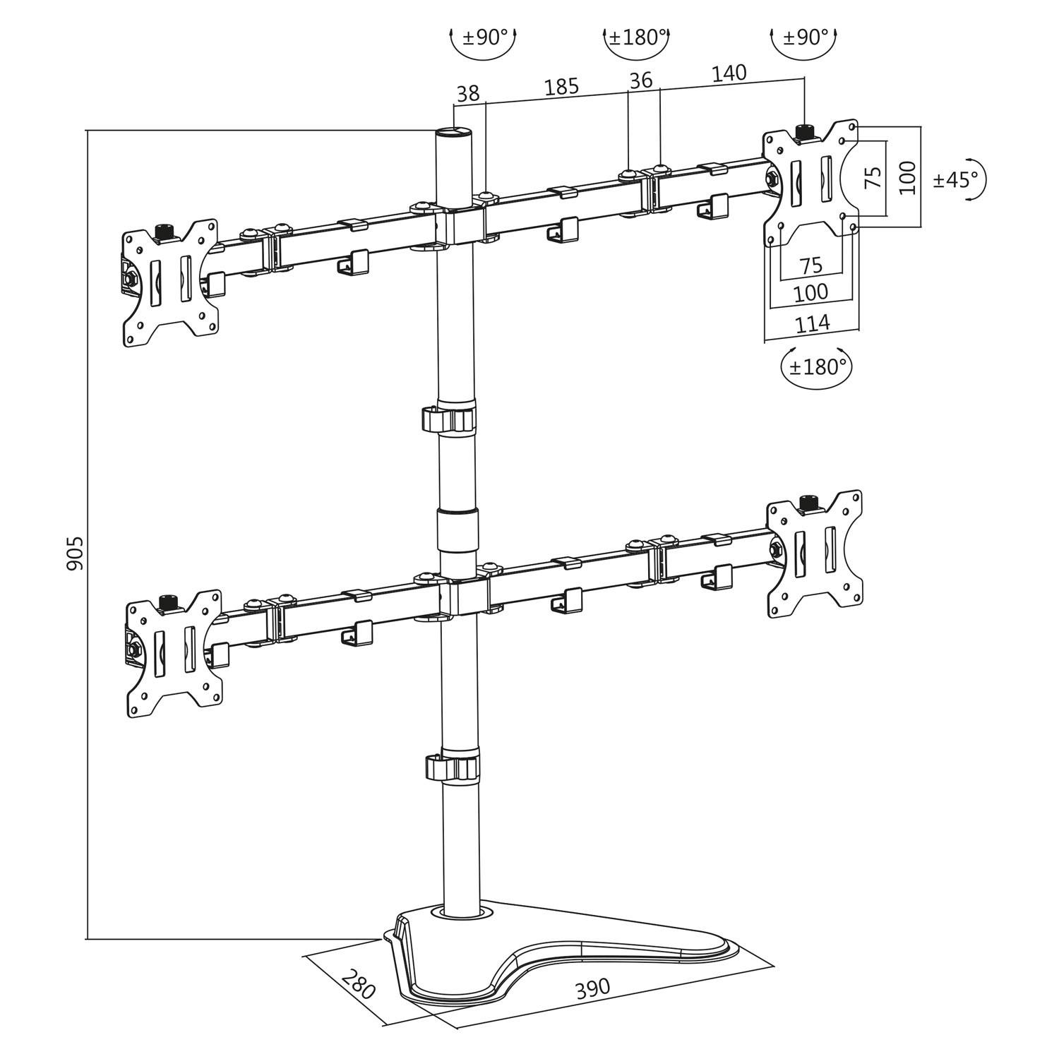LogiLink  Monitorständer/Fuß Quad 13-32" 