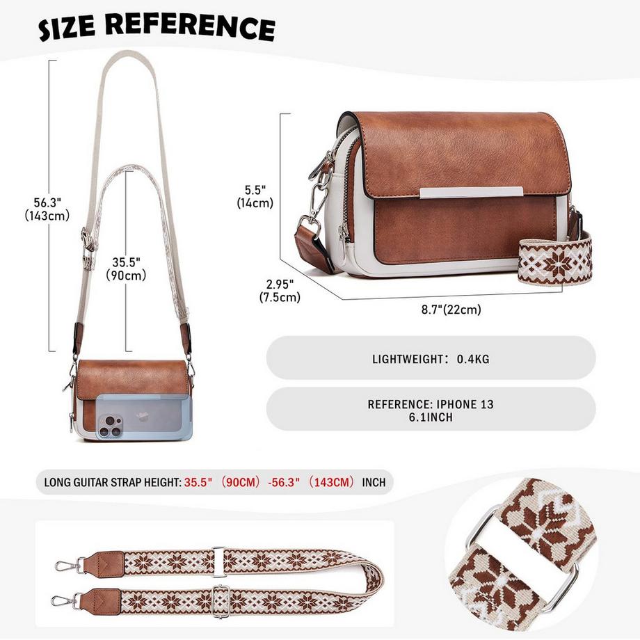 Only-bags.store Sac bandoulière en cuir végétalien avec sangle réglable  