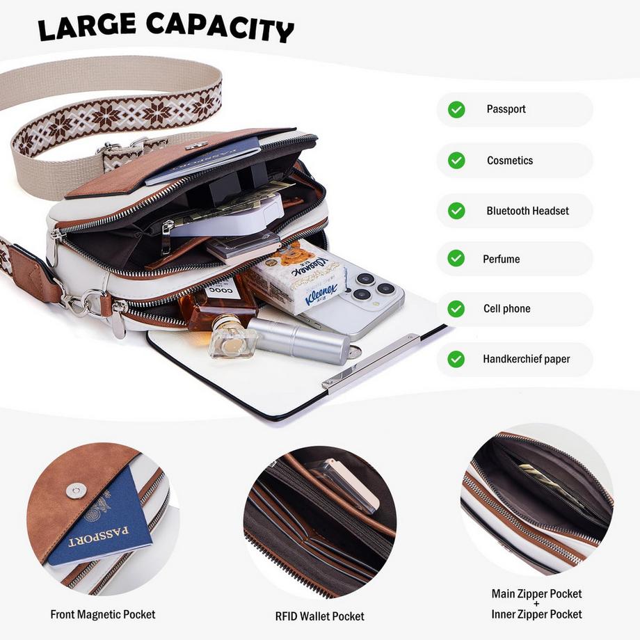 Only-bags.store Sac bandoulière en cuir végétalien avec sangle réglable  