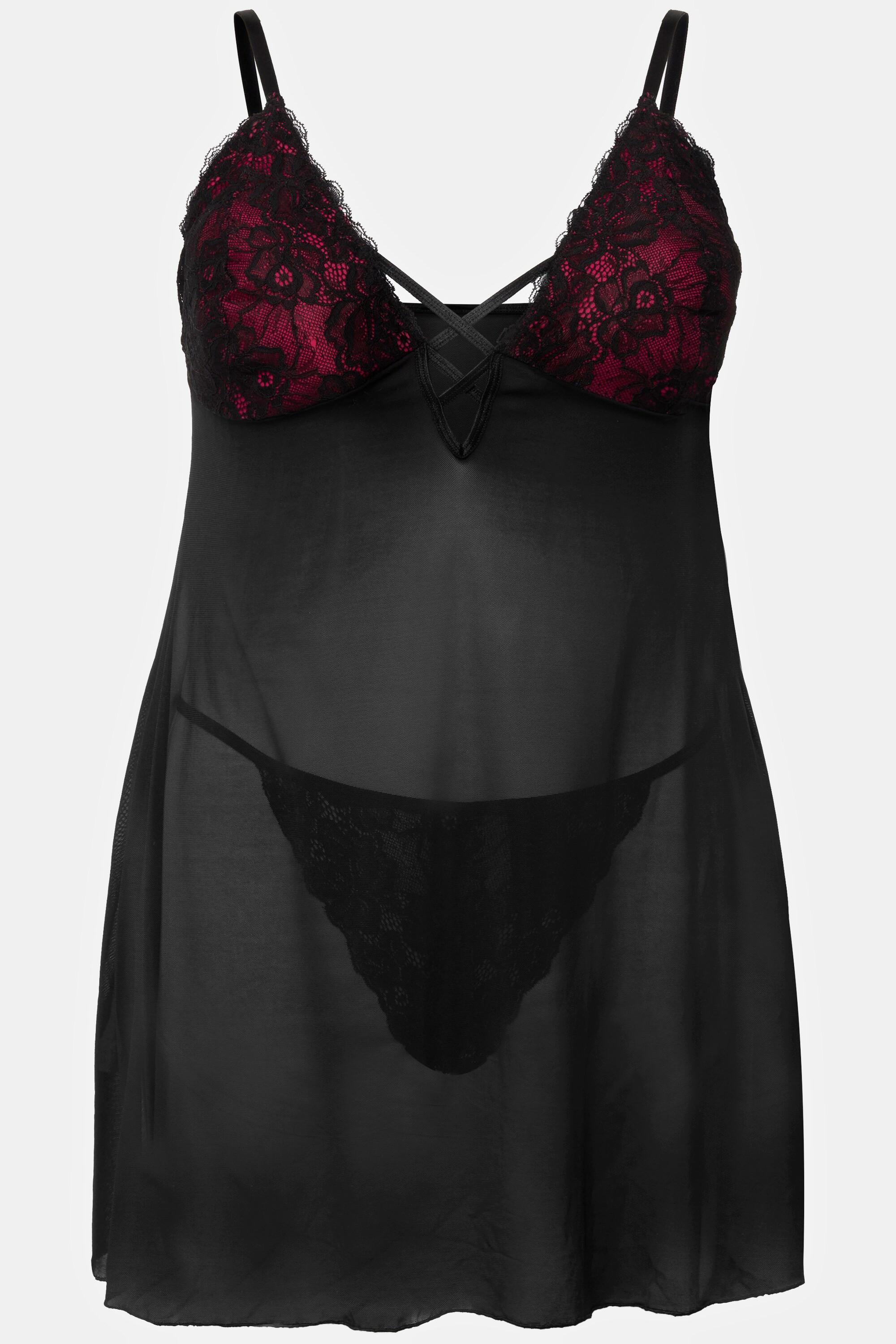 Ulla Popken 2er-Pack Negligé V-Ausschnitt String  