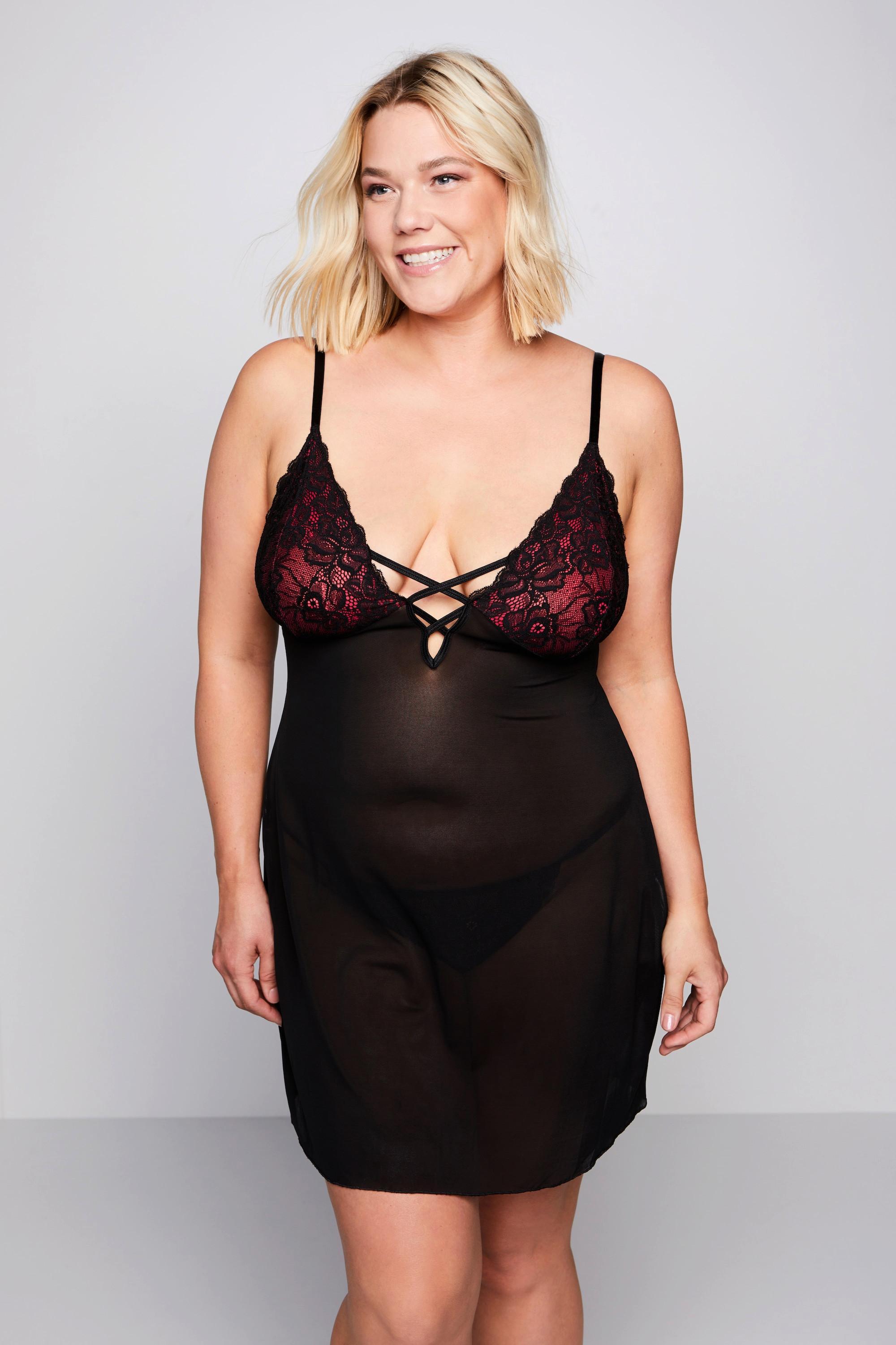 Ulla Popken 2er-Pack Negligé V-Ausschnitt String  