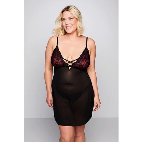 Ulla Popken 2er-Pack Negligé V-Ausschnitt String  