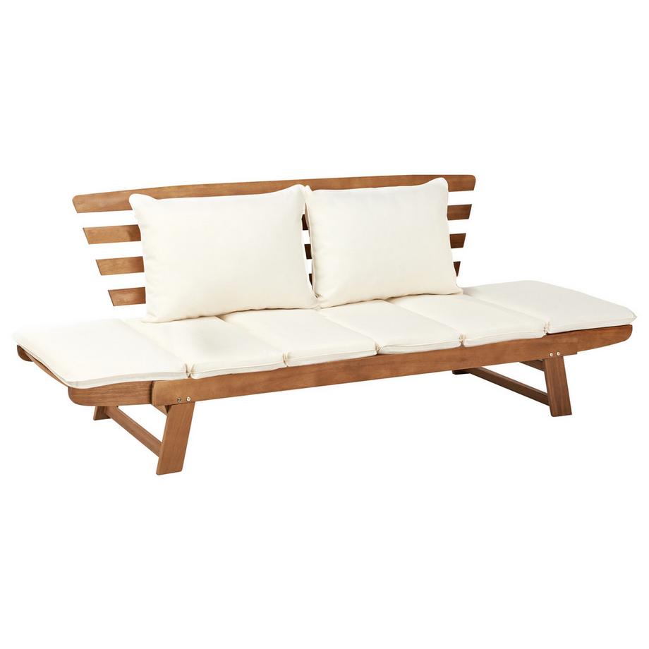 Beliani Gartenbank mit Auflage aus Eukalyptus Retro PORTICI  