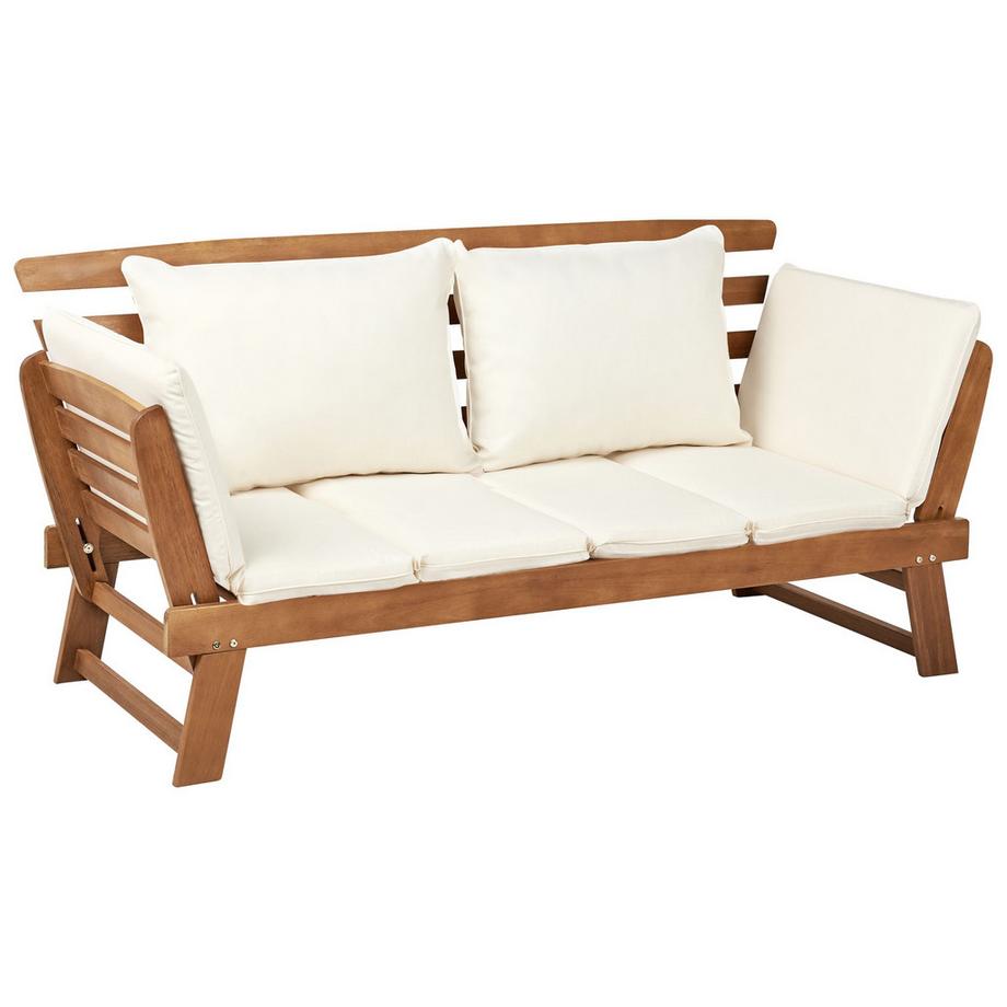 Beliani Gartenbank mit Auflage aus Eukalyptus Retro PORTICI  