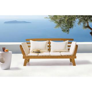 Beliani Banc avec coussin d'assise en Bois d'eucalyptus Rétro PORTICI  