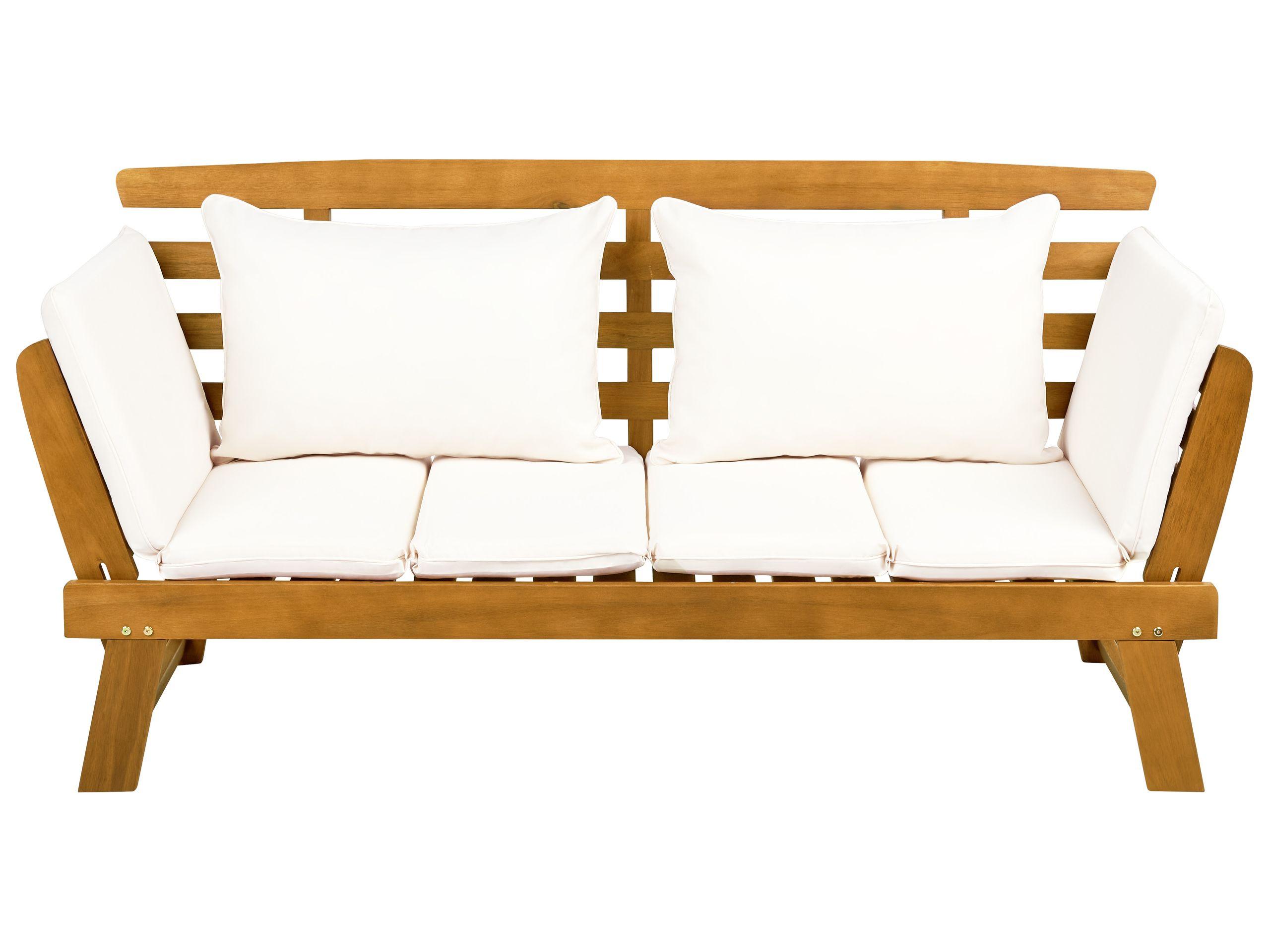 Beliani Banc avec coussin d'assise en Bois d'eucalyptus Rétro PORTICI  