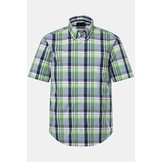 JP1880  Camicia a quadri dalla vestibilità moderna con mezze maniche e colletto button-down verde chiaro 