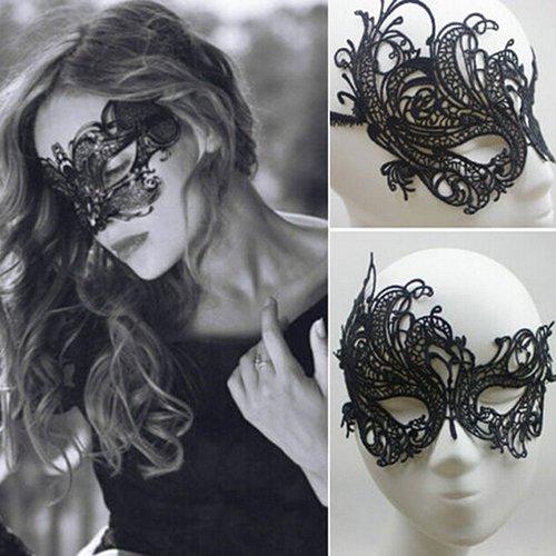 B2X  Masque de mascarade en dentelle - Noir 