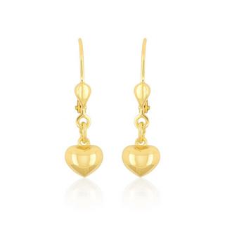 MUAU Schmuck  Ohrhänger Herz Gelbgold 750 Brisur, 24mm 