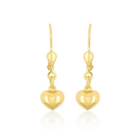 MUAU Schmuck  Ohrhänger Herz Gelbgold 750 Brisur, 24mm 