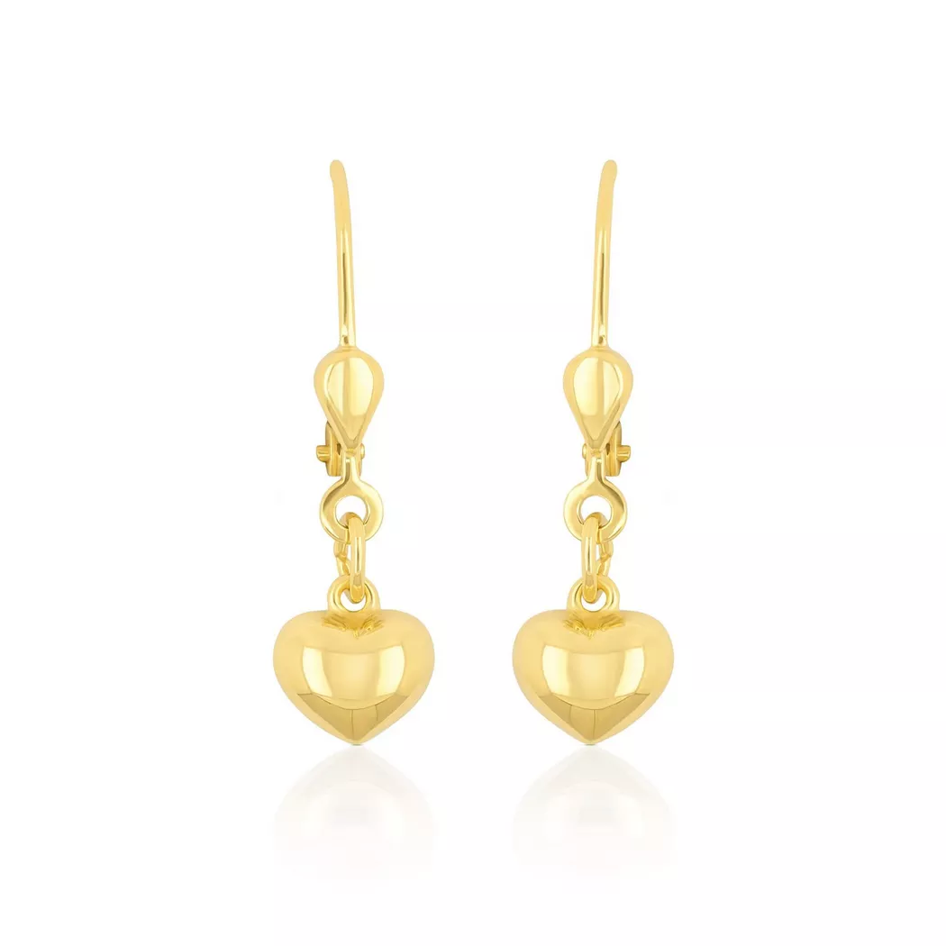 MUAU Schmuck - Ohrhänger Herz Gelbgold 750 Brisur, 24mm, One Size