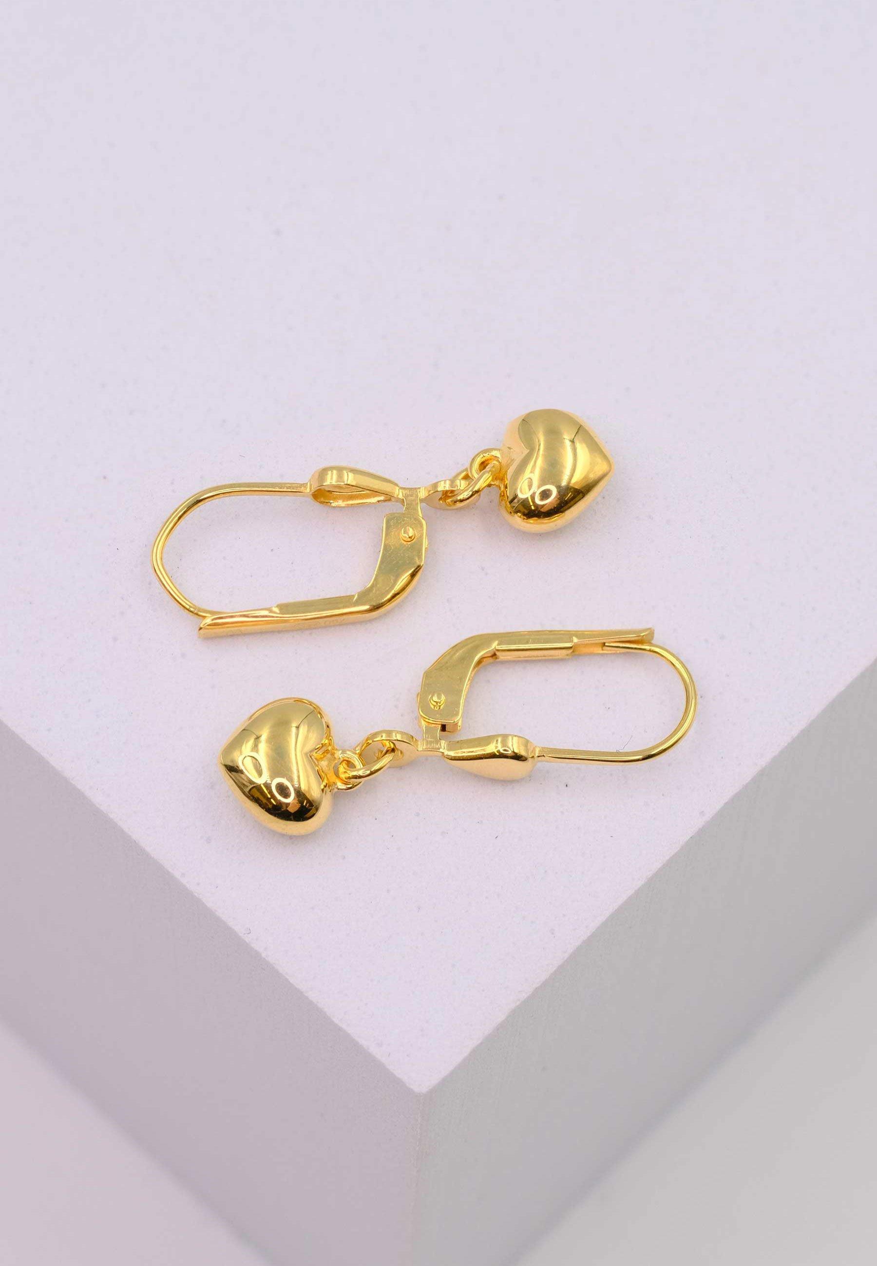 MUAU Schmuck  Ohrhänger Herz Gelbgold 750 Brisur, 24mm 