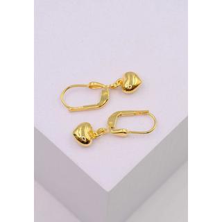 MUAU Schmuck  Ohrhänger Herz Gelbgold 750 Brisur, 24mm 