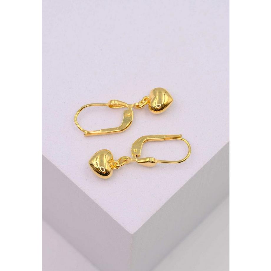 MUAU Schmuck  Ohrhänger Herz Gelbgold 750 Brisur, 24mm 