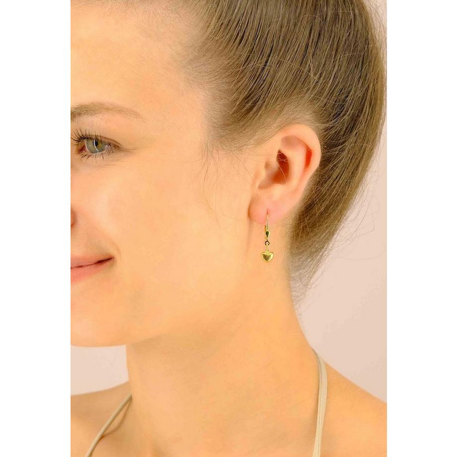 MUAU Schmuck  Ohrhänger Herz Gelbgold 750 Brisur, 24mm 