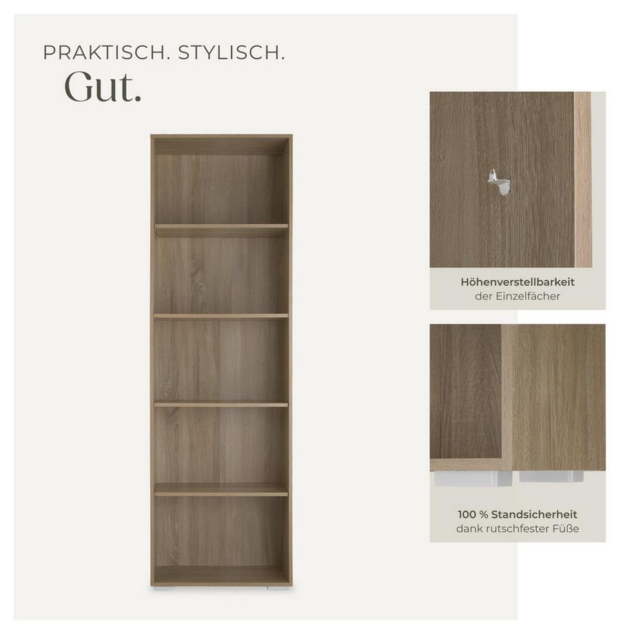 Tectake Bücherregal Lexi MDF mit 5 Fächern  