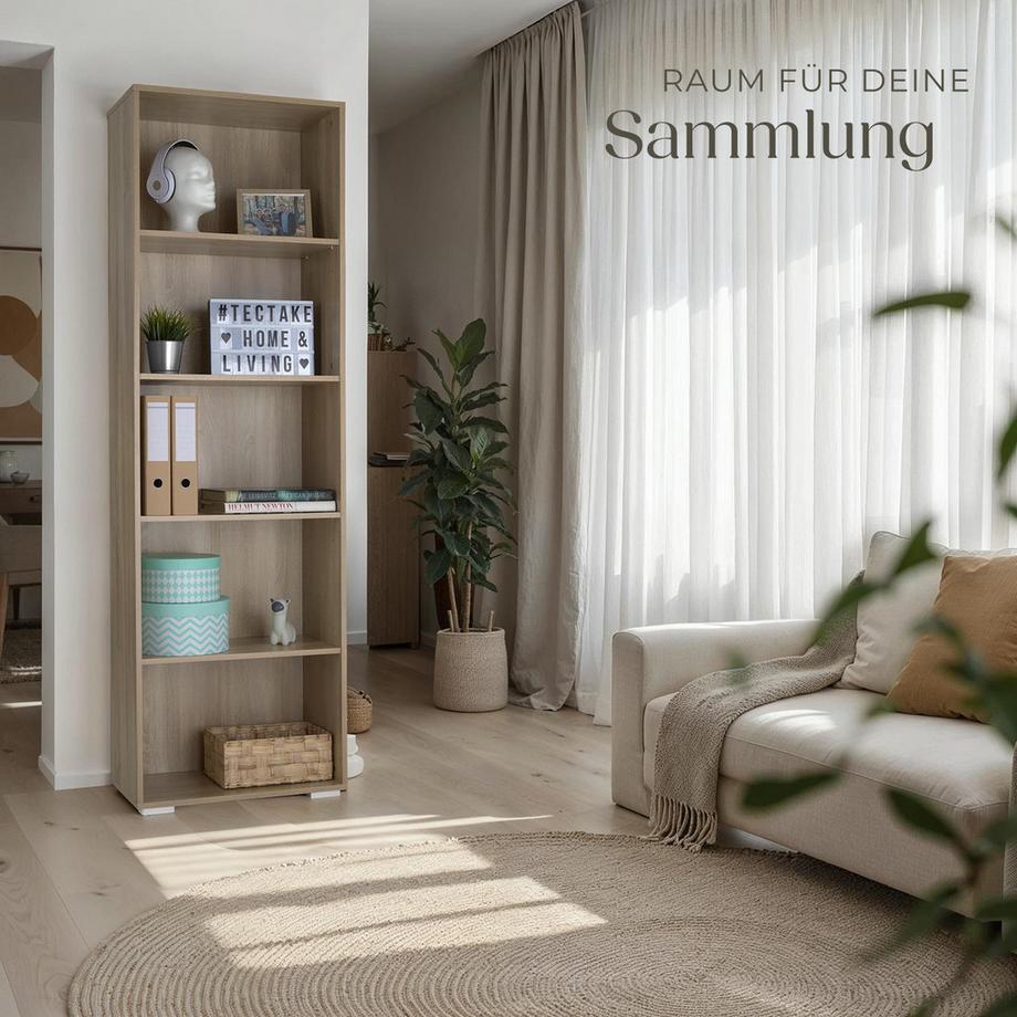 Tectake Bücherregal Lexi MDF mit 5 Fächern  