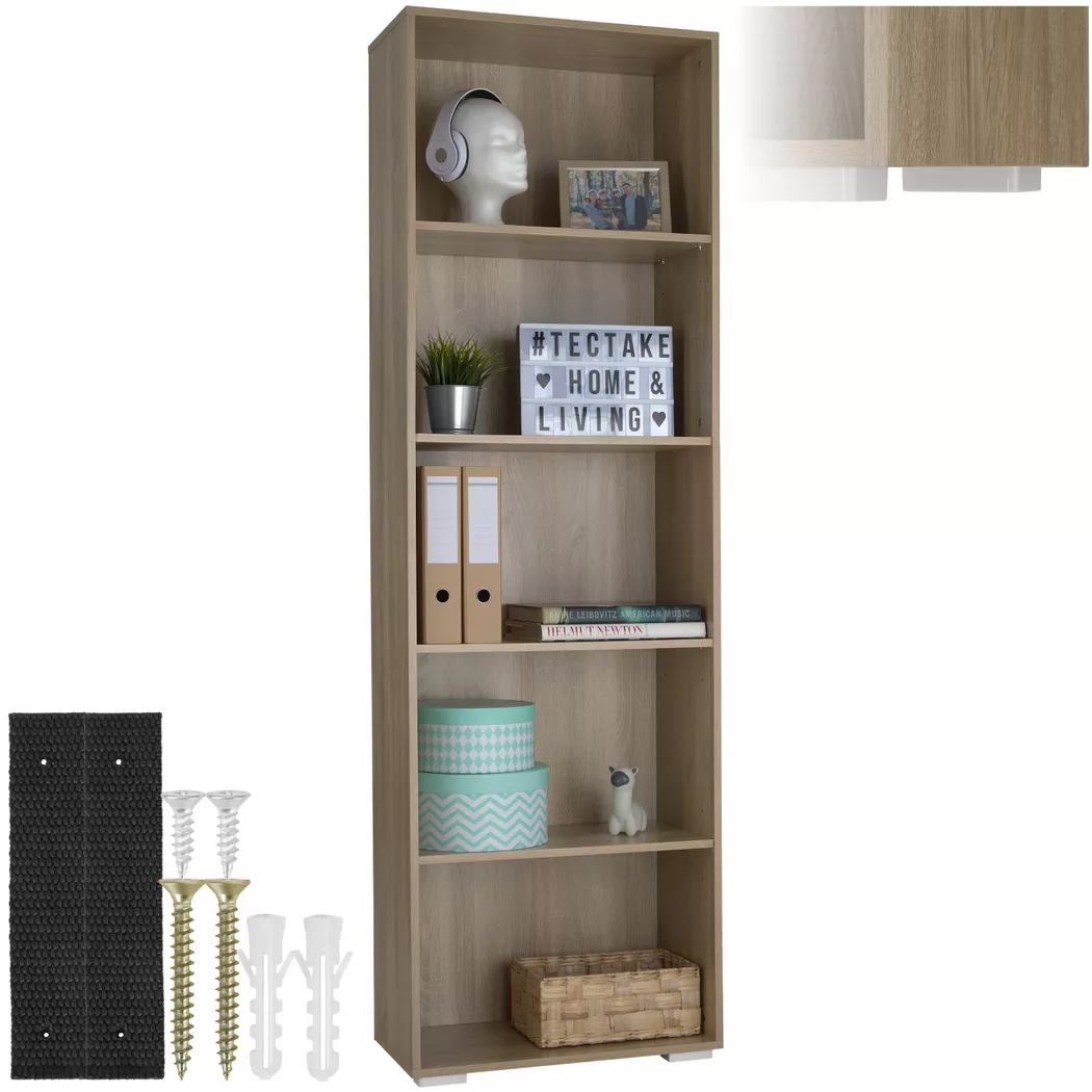 Tectake - Scaffale per libri Lexi MDF, 190cm, Quercia miele / bianco