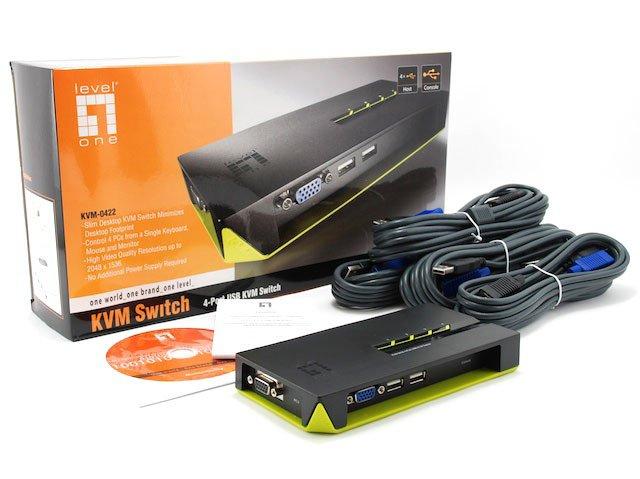 LevelOne  KVM-0422 switch per keyboard-video-mouse (kvm) Nero, Verde 