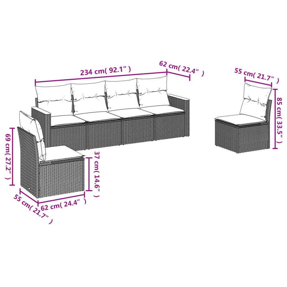 VidaXL Garten sofagarnitur poly-rattan  
