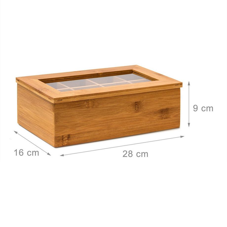 B2X Boîte à thé en bambou laqué 6 et 8 compartiments  