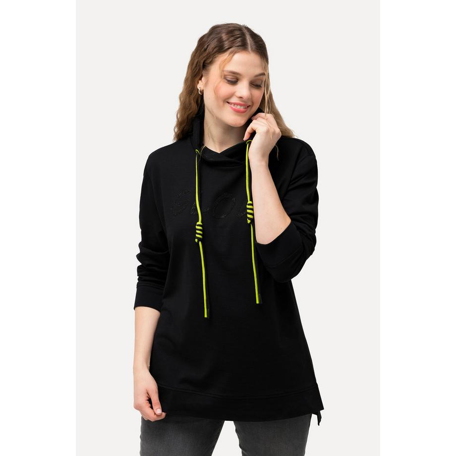 Ulla Popken Sweat-shirt Motif Lettre Col Montant Manches Longues  