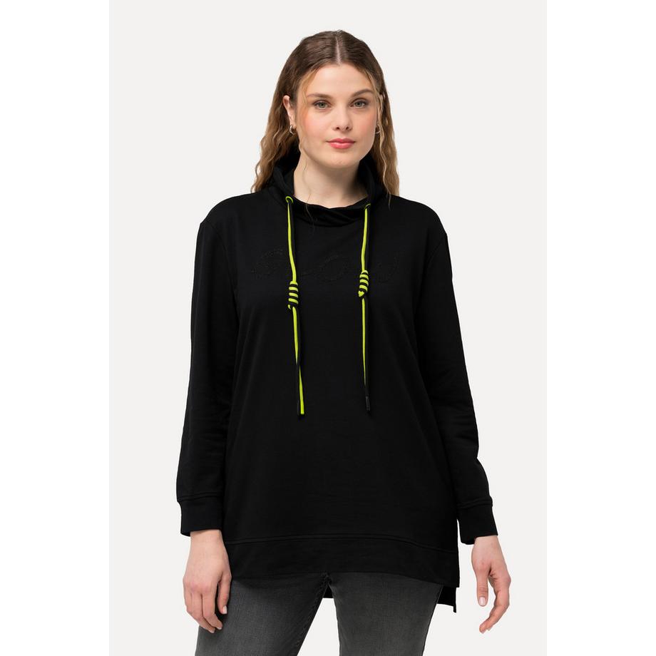 Ulla Popken Sweat-shirt Motif Lettre Col Montant Manches Longues  