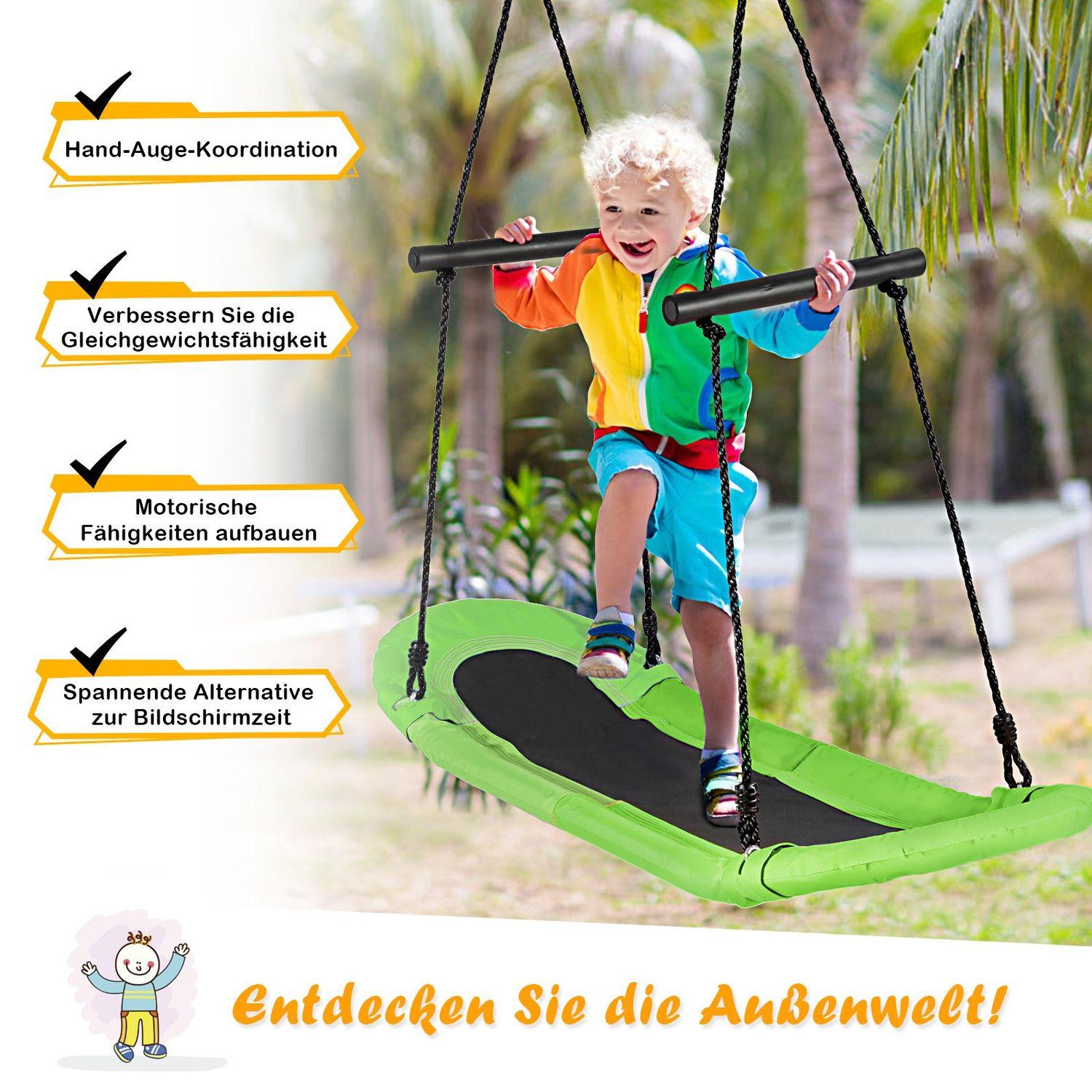 Northix Nestschaukel Kinder Baumschaukel mit 100-180cm verstellbaren Seil Hängeschaukel Grün 123x45cm  