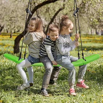 Balançoire nid d'arbre pour enfants avec corde réglable de 100 à 180 cm, balançoire suspendue, vert 123x45 cm