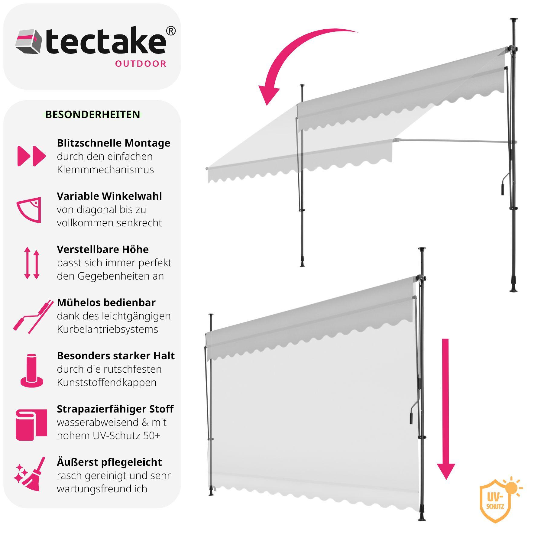 Tectake Tenda a morsetto con manovella, altezza regolabile  