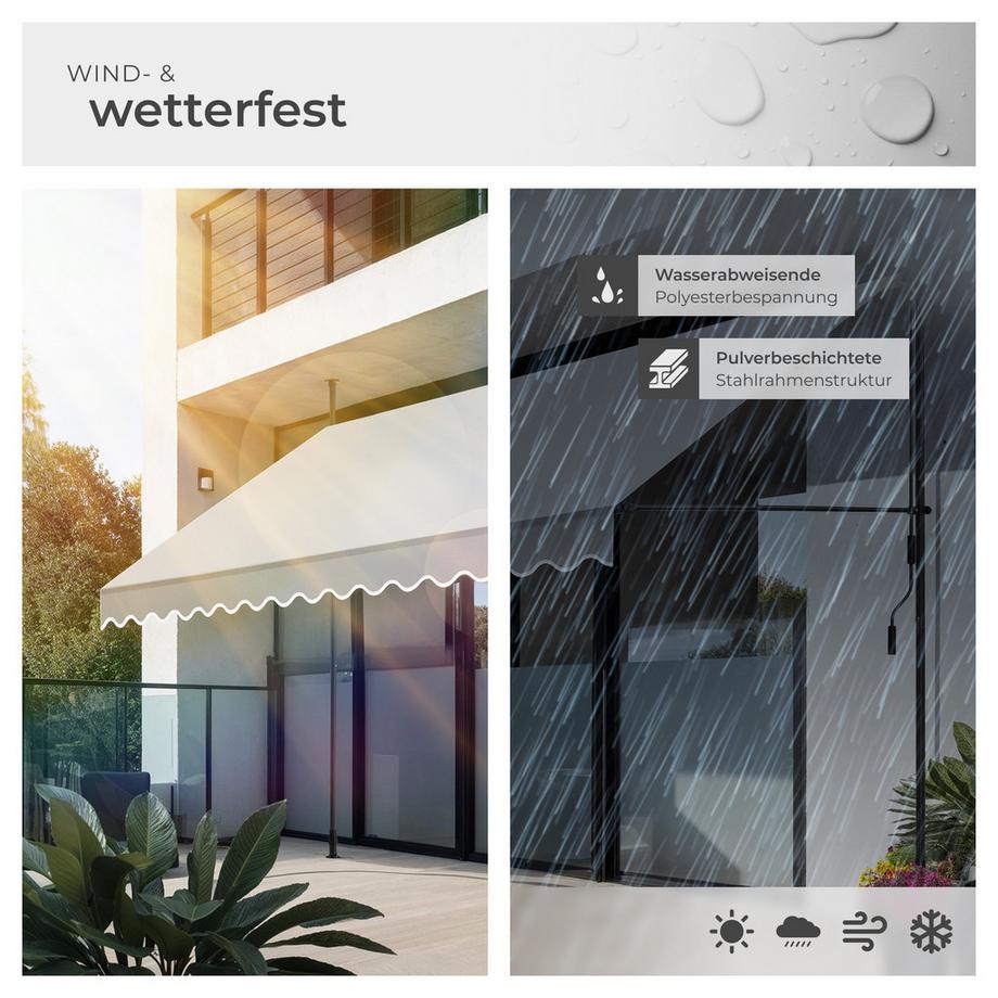 Tectake Klemmmarkise  mit Handkurbel UV-beständig  