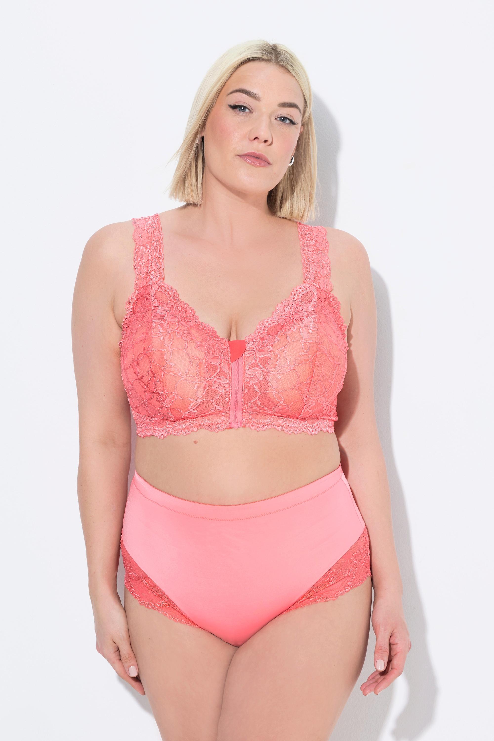 Ulla Popken Slip Midi Pizzo Trasparente Arricciato Dietro  