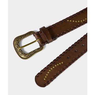 Joe Browns Cintura in pelle marrone fantasia fibbia dorata borchie  