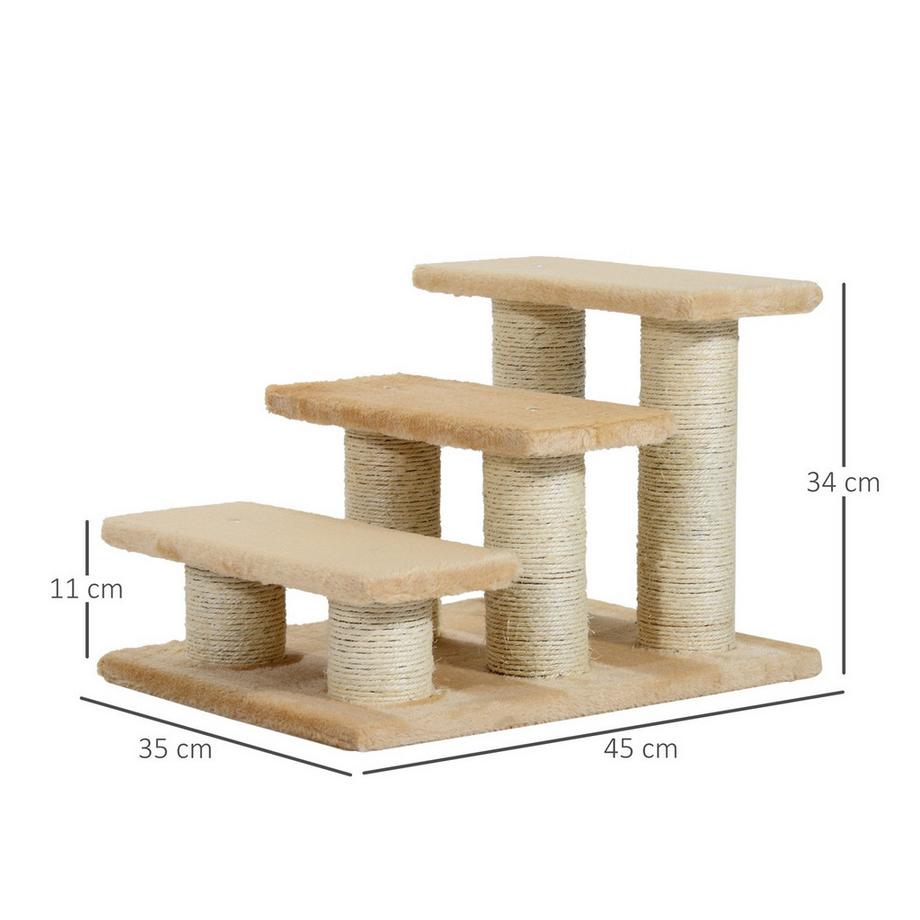 Northio  Escalier Pour Animaux Pour Chats Et Chiens Escalier Pour Chien 3 Marches, Peluche, Crème, 45 X 35 X 34 Cm 
