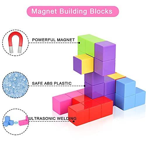 Activity-board  Magnetische Bausteine Würfel, Bausteine Spielwaren für Kinder mit 54 Smarte Cards 